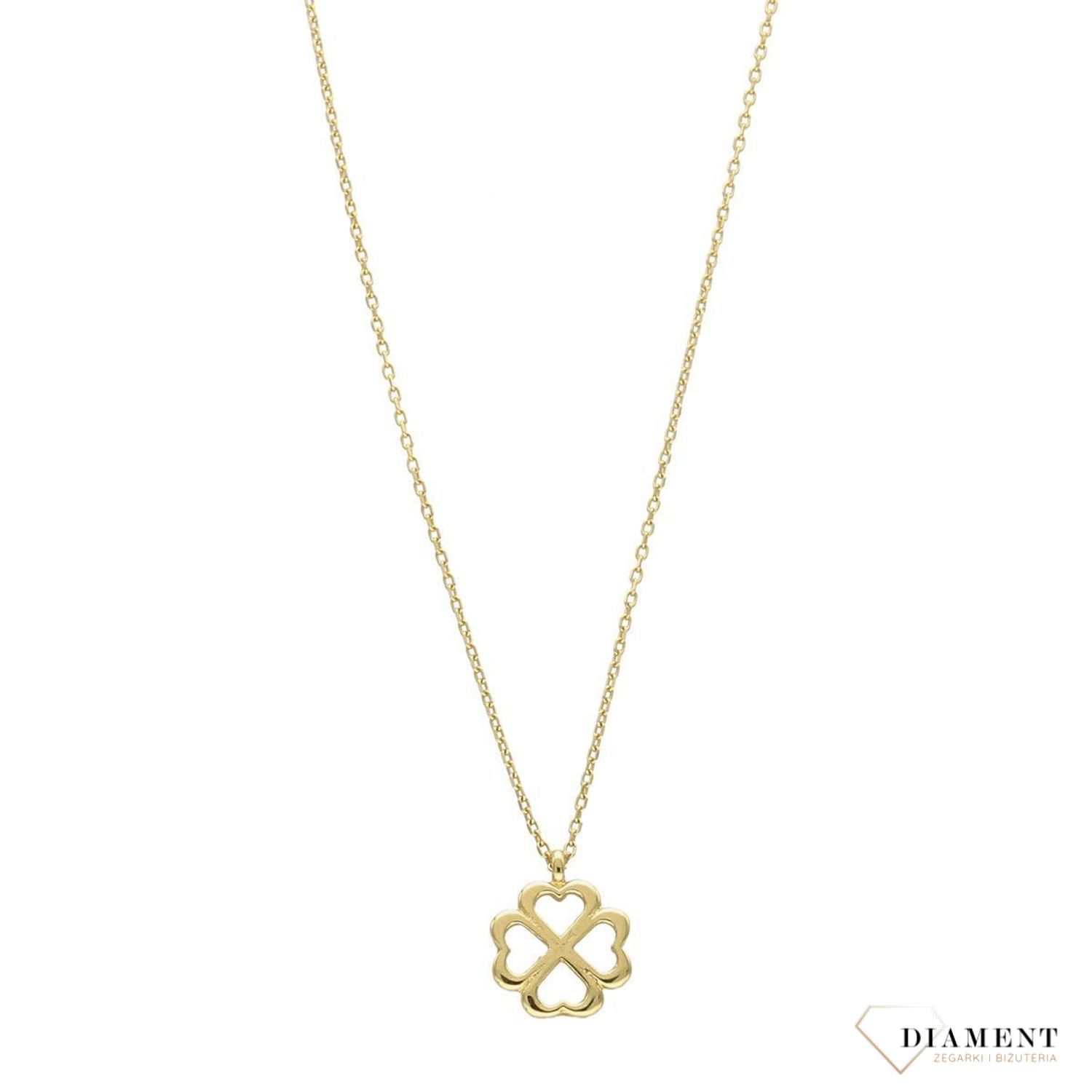 Złoty naszyjnik celebrytka 585 'koniczynka'.jpg